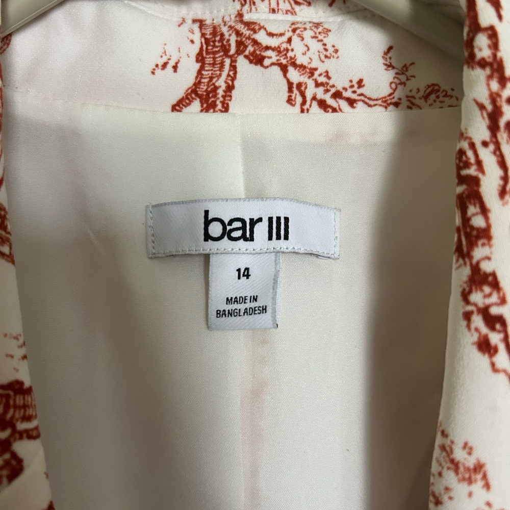 Bar III Cream Blazer with Rust Toile Print - Picture 2 of 4